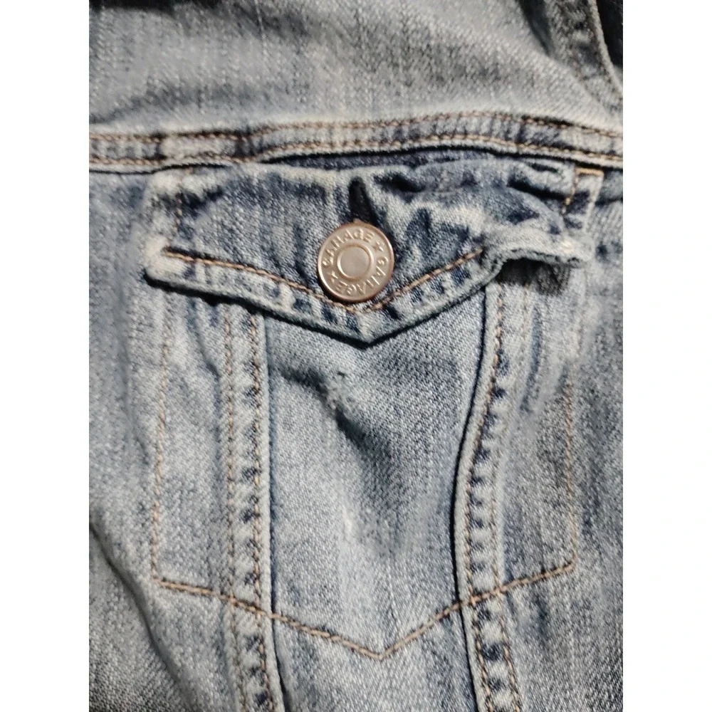 Garage Girlfriend Denim Jacket Womens Small Medium Wash Blue‎ Stretch Jean Coat